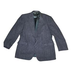 Haggar Imperial Blazer 100% Pure Wool Gray Herringbone Sport Coat Men’s 44R